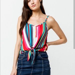 Tilly's Tie Front Striped Top